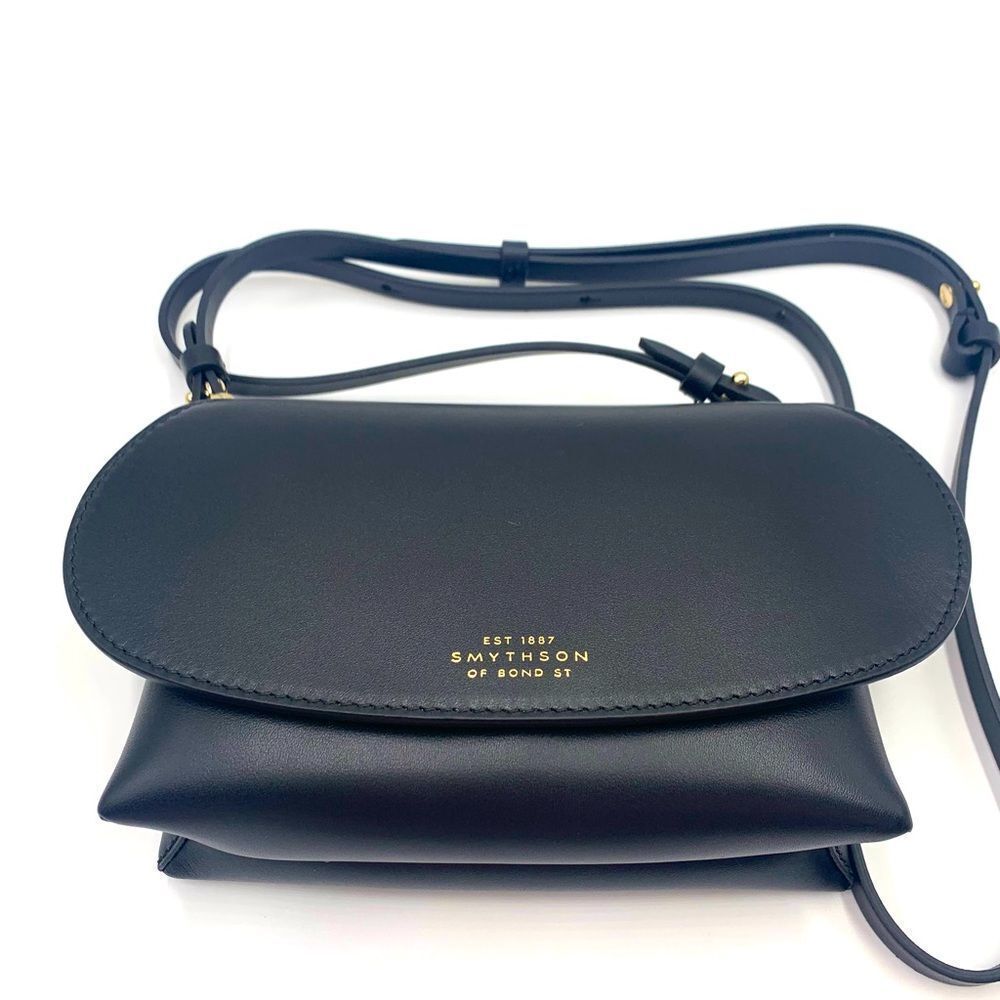 Auth New, Never Used Smythson Black Mini Crossbody Pillow Bag Pristine Condition - Picture 5 of 16